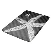 Tapis De Bain Amier blanc Motif noir Monogramme Nom initial (Angle)