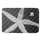 Tapis De Bain Amier blanc Motif noir Monogramme Nom initial (Devant)