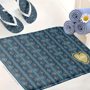 Tapis de bain AMOUR à rayures bleues