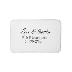Tapis De Bain Amour & merci ajouter nom du couple mariage ajoute