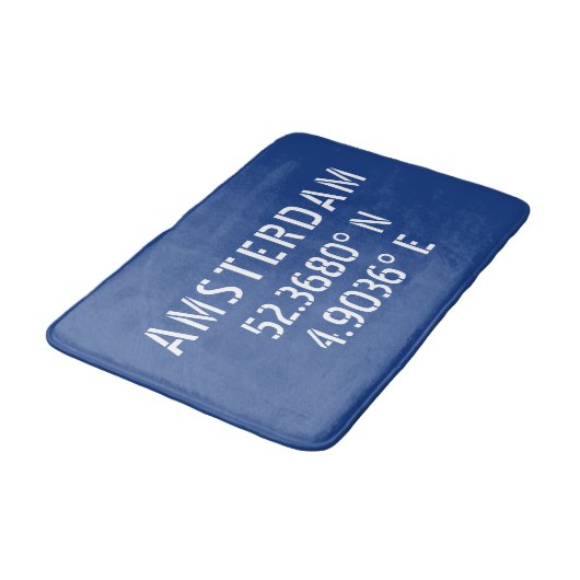 Tapis De Bain Amsterdam Latitude Longitude Bleue (Angle)