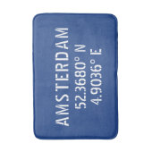 Tapis De Bain Amsterdam Latitude Longitude Bleue (Devant (Vertical))
