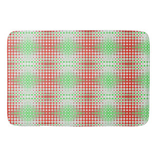 Tapis De Bain Amusant, funky rétro vert, rouge, jaune motif