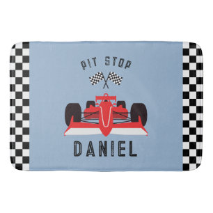 Tapis De Bain Amusants Blue Kids Red Racing Car
