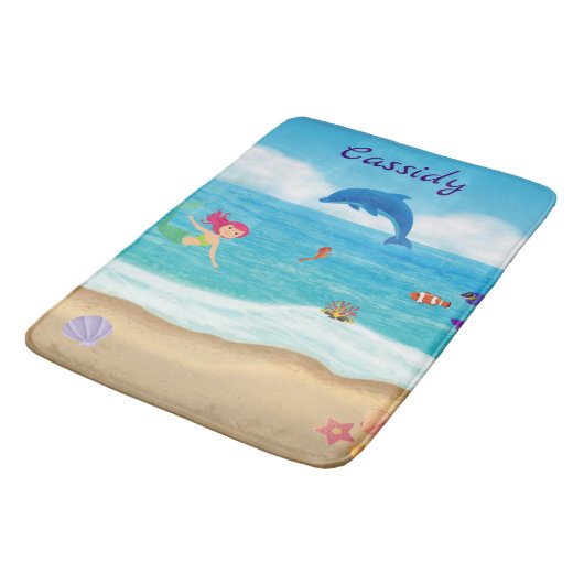 Tapis De Bain Amusement dans le soleil Mermaid Dolphin Beach Per (Angle)
