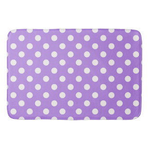 Tapis De Bain Amusement points violets et blancs pois