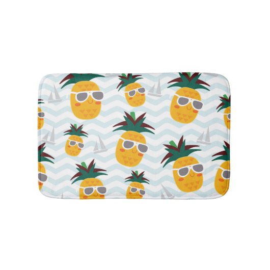 Tapis De Bain Ananas, bateau : mignon motif océanique. (Devant)