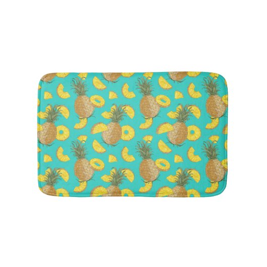 Tapis De Bain Ananas En Couleur Turquoise (Devant)