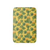 Tapis De Bain Ananas et Feuilles tropicaux en or (Devant (Vertical))