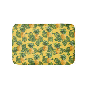 Tapis De Bain Ananas et Feuilles tropicaux en or
