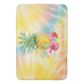 Tapis De Bain Ananas, Hibiscus aquarelle Rainbow Tie Dye (devant Vertical)