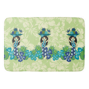 Tapis De Bain Ananas Luau Hawaiian Hula Girl
