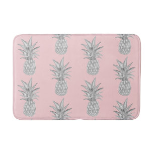 Tapis De Bain Ananas rose Tropical Motif de sol Mat