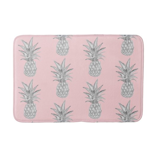 Tapis De Bain Ananas rose Tropical Motif de sol Mat (Devant)