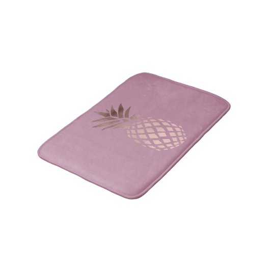 Tapis De Bain ananas tropical de poussin d'or rose élégant (Angle)