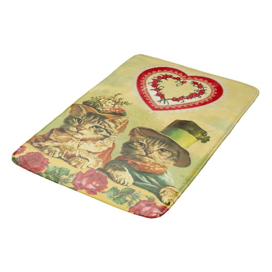 TAPIS DE BAIN ANCIENNE MODE AMUSANTE VALENTINES JOURNÉE CHATS, C (Angle)