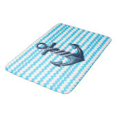 Tapis De Bain Ancrage bleu avec vagues bleues (Angle)