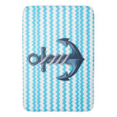 Tapis De Bain Ancrage bleu avec vagues bleues (devant Vertical)