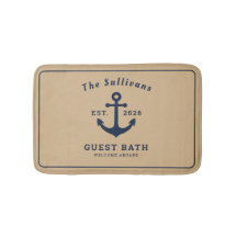 Ancre Côtière Rustique Navy Tan Nom Personnalisé