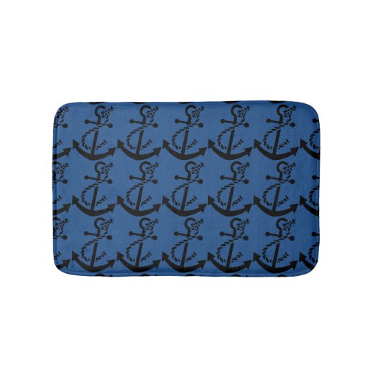 Tapis De Bain Ancre de navire noir Conception marine (Devant)