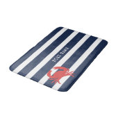 Tapis De Bain Ancre Marine Bleu Stripes Crabe Rouge Nom du batea (Angle)