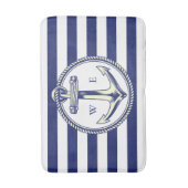 Tapis De Bain Ancre nautique Bleu marine Rayures (Devant (Vertical))