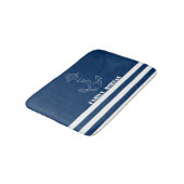 Tapis De Bain Ancre nautique, Marine Blue Stripes (Angle)