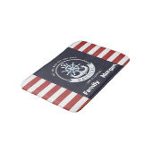 Tapis De Bain Ancre nautique, Roue, Bleu marine, Bandes rouges (Angle)