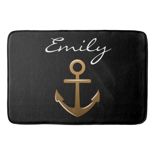 Tapis De Bain Ancre noire et or (Devant)
