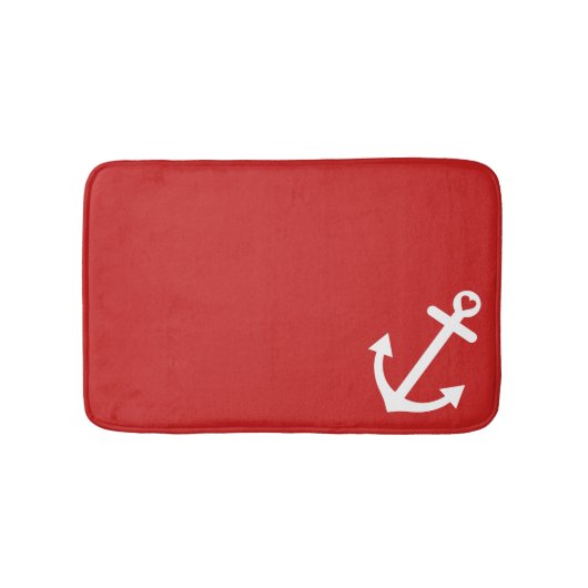 Tapis De Bain Ancre rouge classique d'amour nautique (Devant)