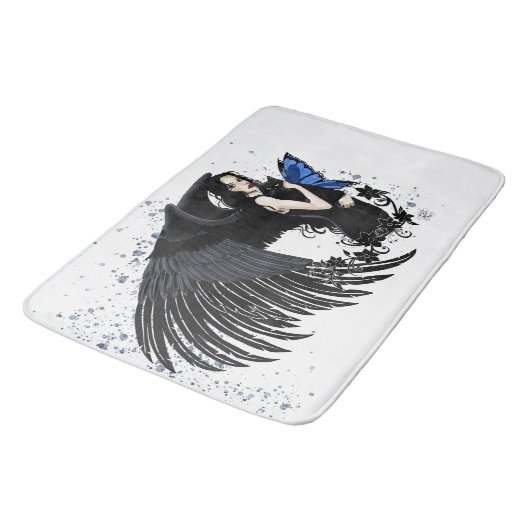 Tapis De Bain Ange gothique ailes Chat noir (Angle)