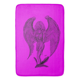 Tapis De Bain Angel, Crayon Art, noir et rose design