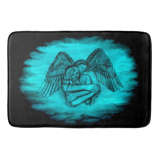 Tapis De Bain Angel Eros en amour, design noir et vert (Devant)