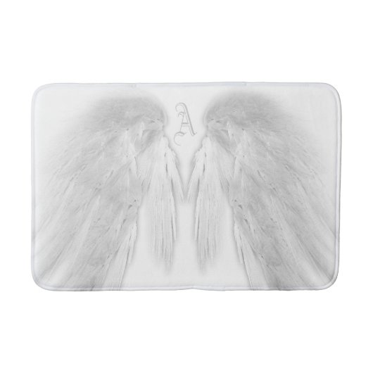 Tapis De Bain ANGEL WINGS Blanc Personnalisé Monogramme (Devant)