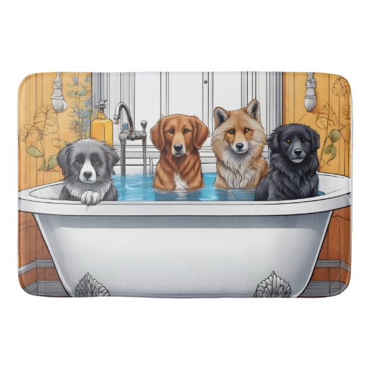 Tapis De Bain Animaux amusants dans le bain (Devant)