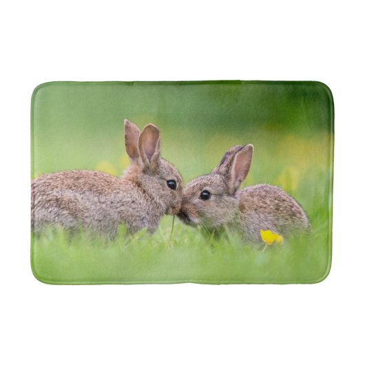 Tapis De Bain Animaux de bébés cutest | Bunny Kiss (Devant)