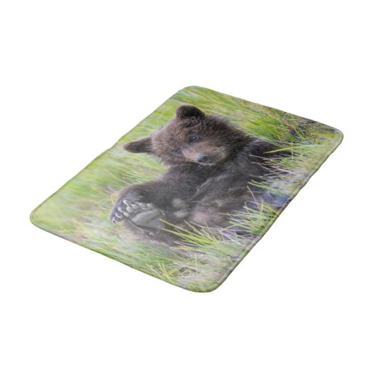 Tapis De Bain Animaux de bébés cutest | Cute Brown Bear Cub Joue (Angle)