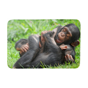 Tapis De Bain Animaux de bébés cutest Deux jeunes chimpanzés