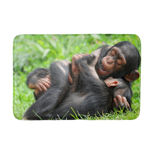 Tapis De Bain Animaux de bébés cutest | Deux jeunes chimpanzés (Devant)