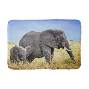 Tapis De Bain Animaux de bébés cutest   Eléphant africain et mèr