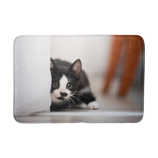 Tapis De Bain Animaux de bébés cutest | Kitten noir et blanc (Devant)