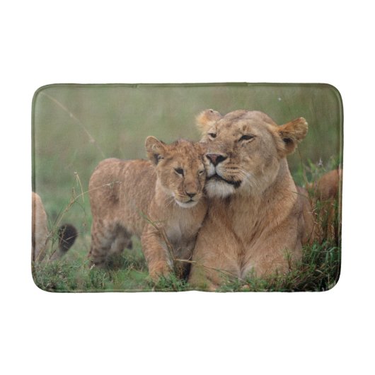 Tapis De Bain Animaux de bébés cutest | Lion Cub & Mother (Devant)