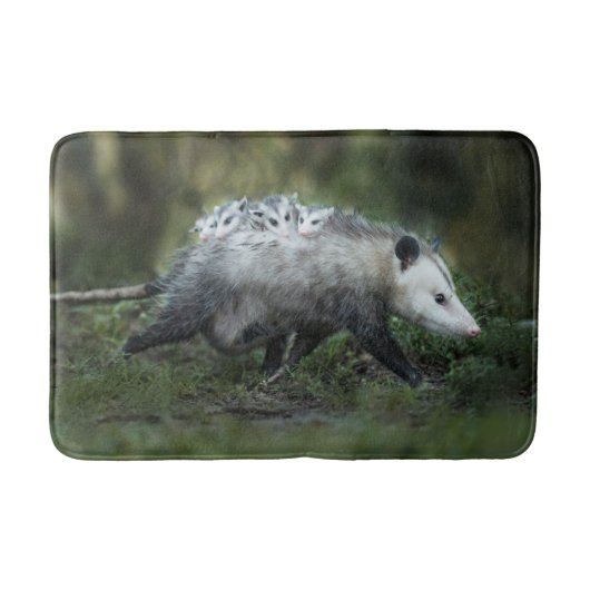 Tapis De Bain Animaux de bébés cutest | Opossum Maman & Kids (Devant)
