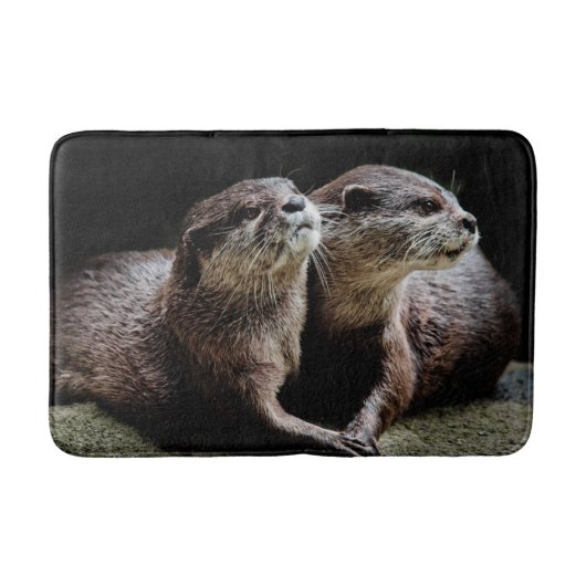 Tapis De Bain Animaux de bébés cutest | Otters tenant les mains (Devant)