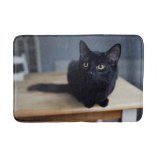 Tapis De Bain Animaux de bébés cutest   Portrait d'un chat noir