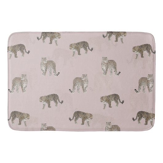 Tapis De Bain Animaux de la jungle léopard rose moderne (Devant)