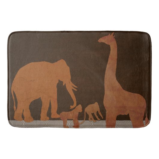 Tapis De Bain Animaux de la jungle safari marron (Devant)