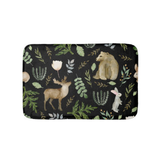 Tapis De Bain Animaux mignons : Aquarelle Tirée À La Main.