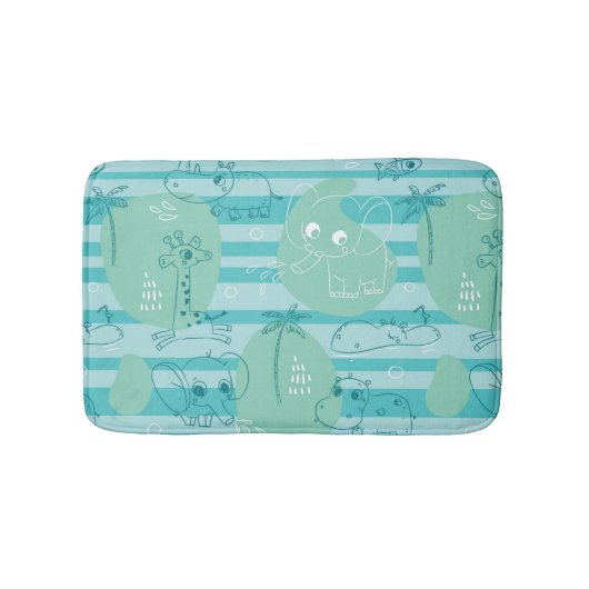 Tapis De Bain Animaux mignons jouant avec de l'eau 1 (Devant)