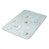 Tapis De Bain Animaux mignons Sur Les Nuages Monogramme (Angle)